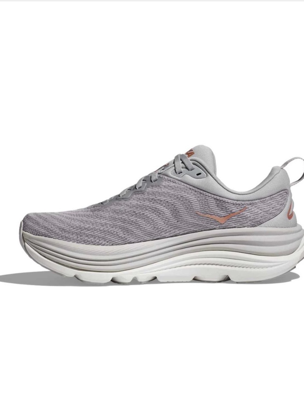 Hoka One One Women's Gaviota 5 - Light Gray with Rose Accents - Picture 6 of 10